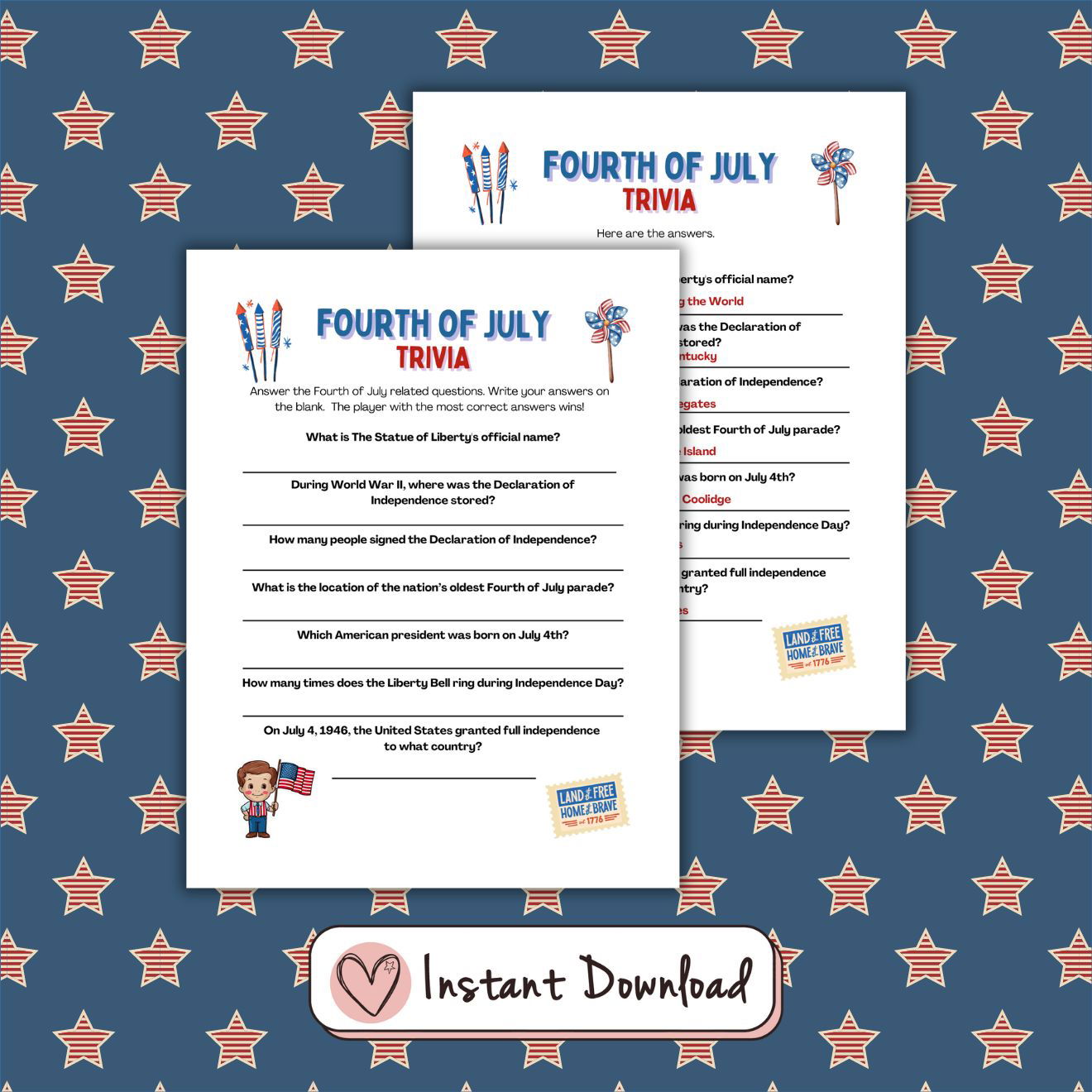 12 x 4th of July Games Bundle - #shop_name - 12 x 4th of July Games Bundle - Big Heart Little Star -  -