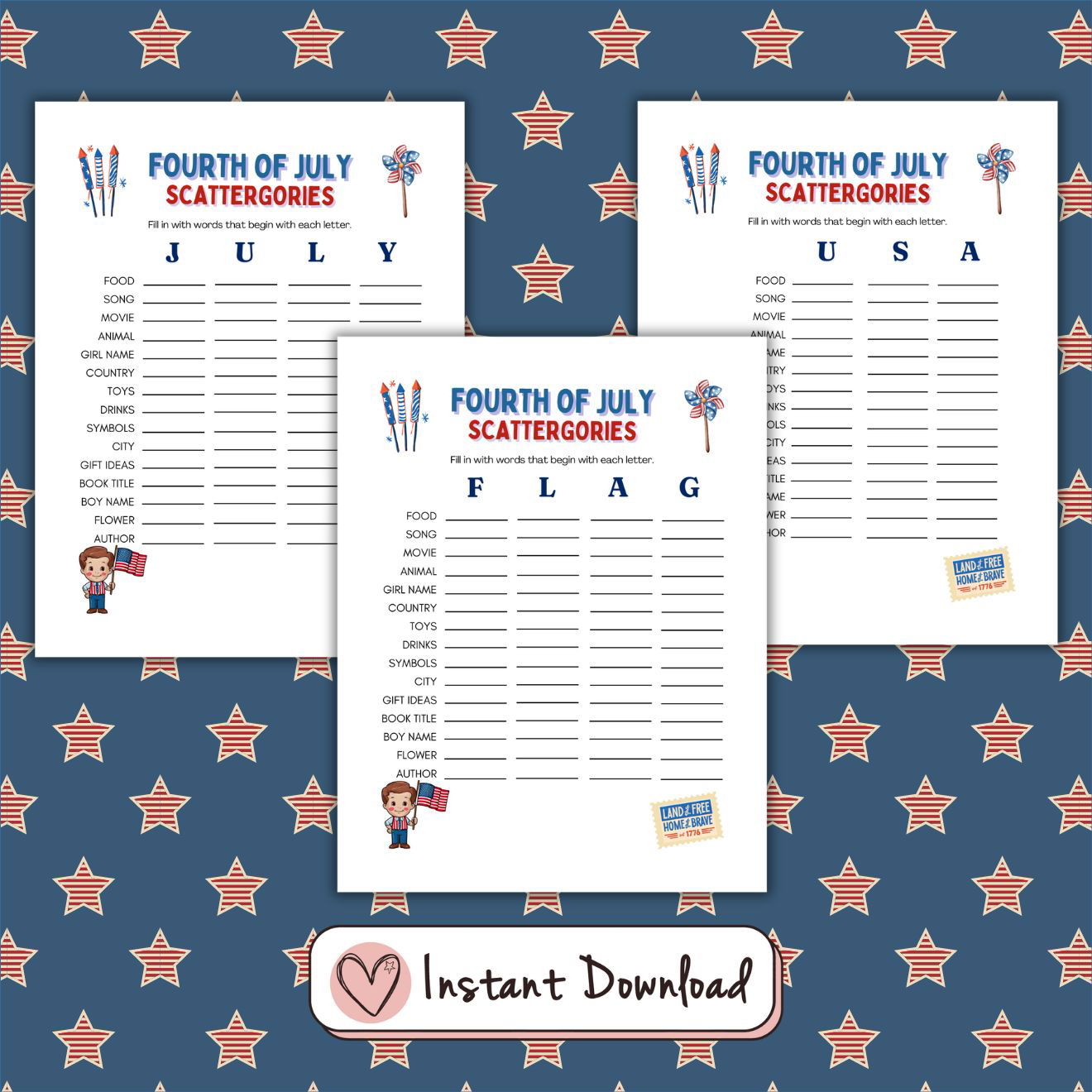 12 x 4th of July Games Bundle - #shop_name - 12 x 4th of July Games Bundle - Big Heart Little Star -  -