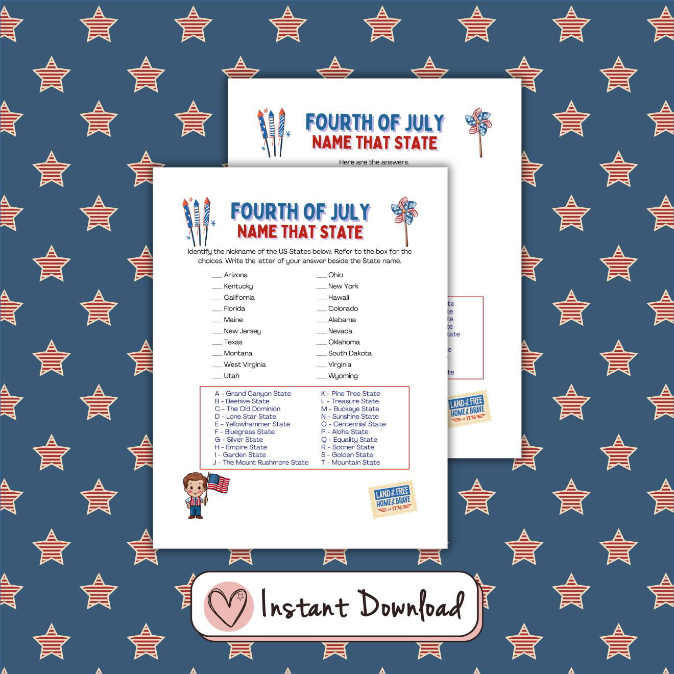 12 x 4th of July Games Bundle - #shop_name - 12 x 4th of July Games Bundle - Big Heart Little Star -  -