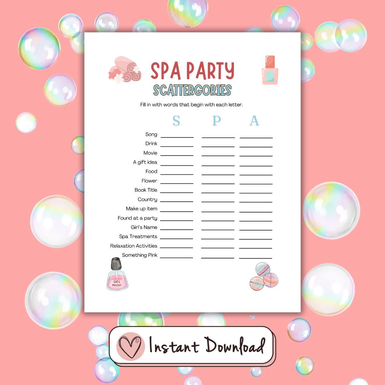 15 x Spa Party Games For Tween And Teen Girls - #shop_name - 15 x Spa Party Games For Tween And Teen Girls - Big Heart Little Star -  -