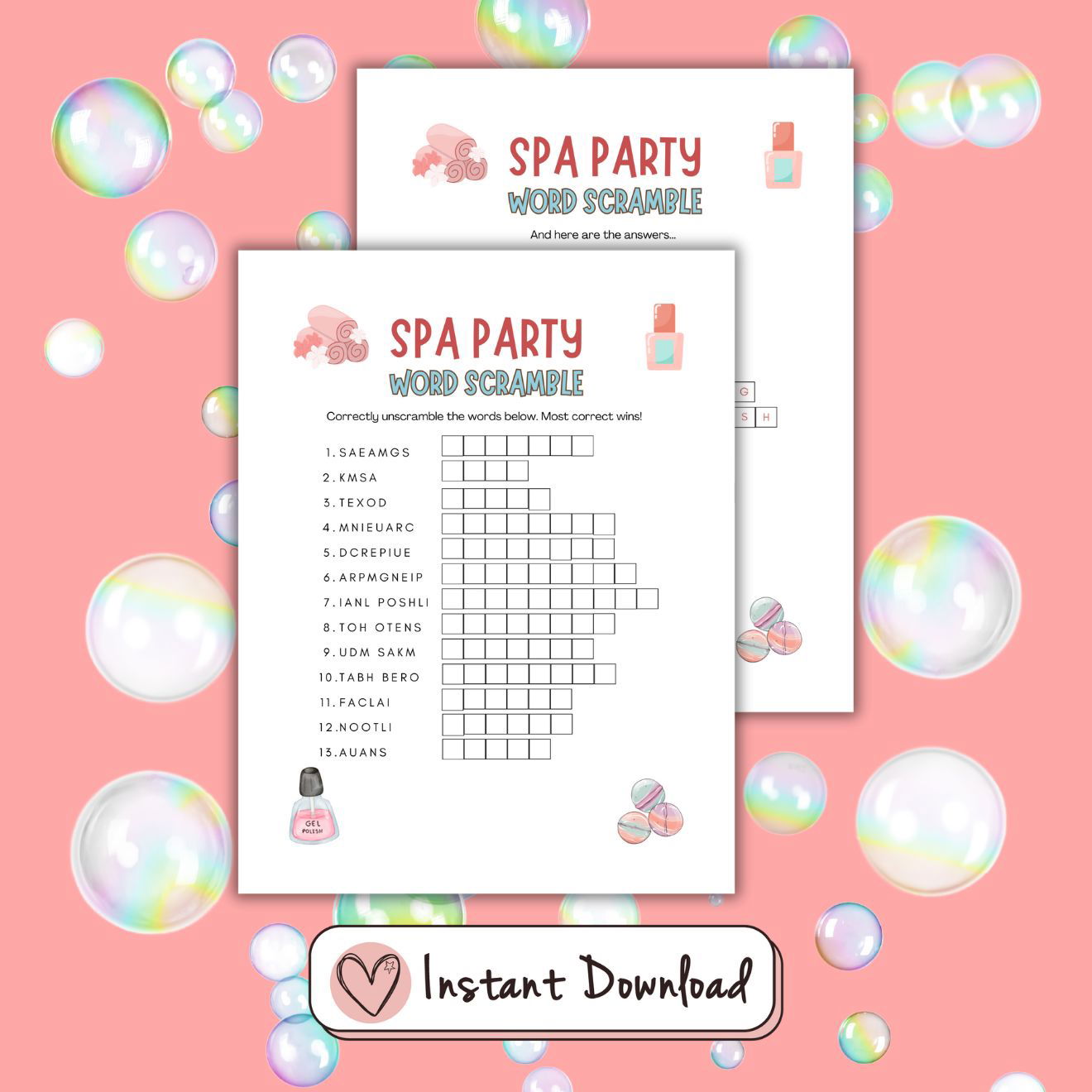 15 x Spa Party Games For Tween And Teen Girls - #shop_name - 15 x Spa Party Games For Tween And Teen Girls - Big Heart Little Star -  -
