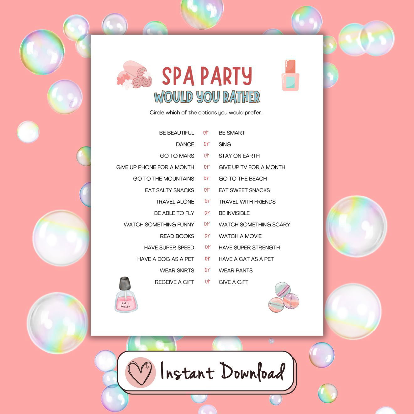15 x Spa Party Games For Tween And Teen Girls - #shop_name - 15 x Spa Party Games For Tween And Teen Girls - Big Heart Little Star -  -