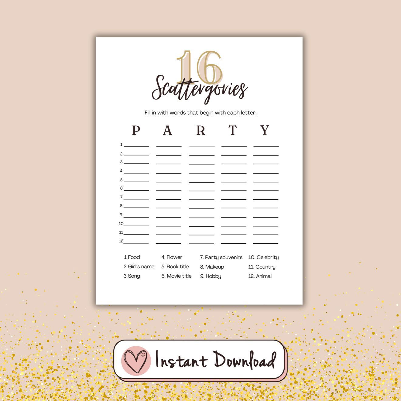 7 x Sweet Sixteen Games Bundle - Minimalist Design - #shop_name - 7 x Sweet Sixteen Games Bundle - Minimalist Design - Big Heart Little Star -  -