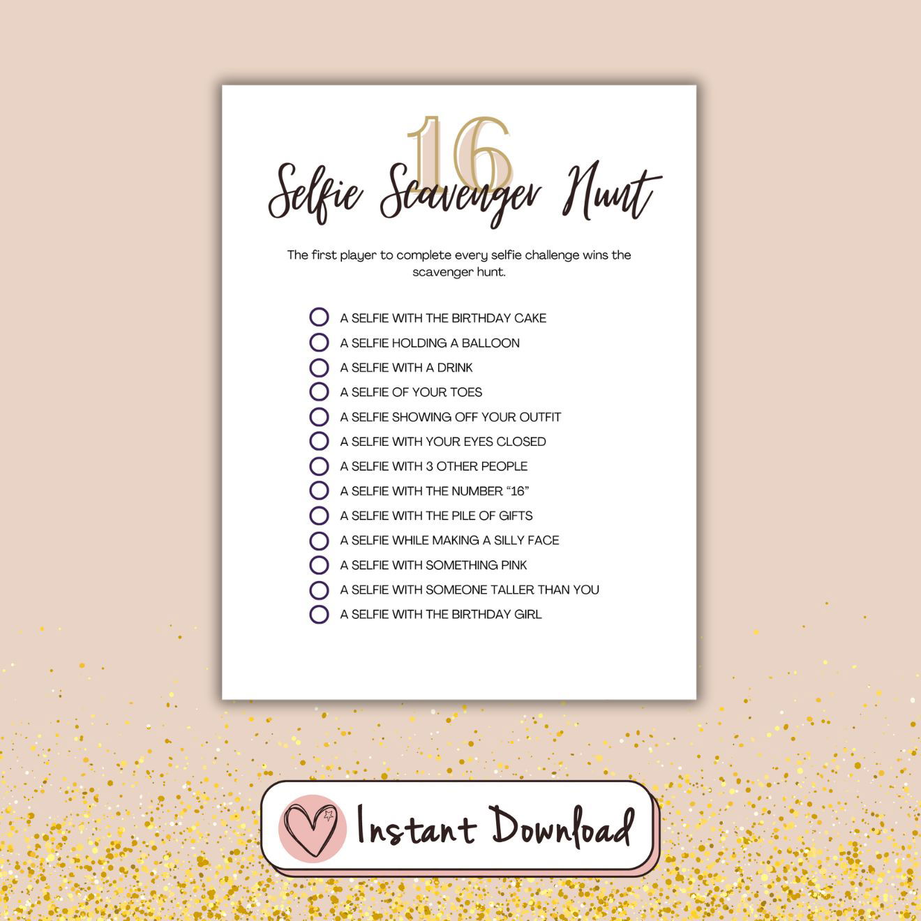 7 x Sweet Sixteen Games Bundle - Minimalist Design - #shop_name - 7 x Sweet Sixteen Games Bundle - Minimalist Design - Big Heart Little Star -  -