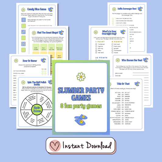 8 x 90s Retro Style Slumber Party games for teens - #shop_name - 8 x 90s Retro Style Slumber Party games for teens - Big Heart Little Star -  -