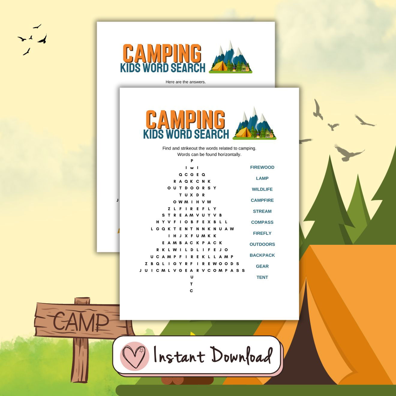 Camping Games And Activities Bundle For Kids And Families - Ten Games - #shop_name - Camping Games And Activities Bundle For Kids And Families - Ten Games - Big Heart Little Star -  -
