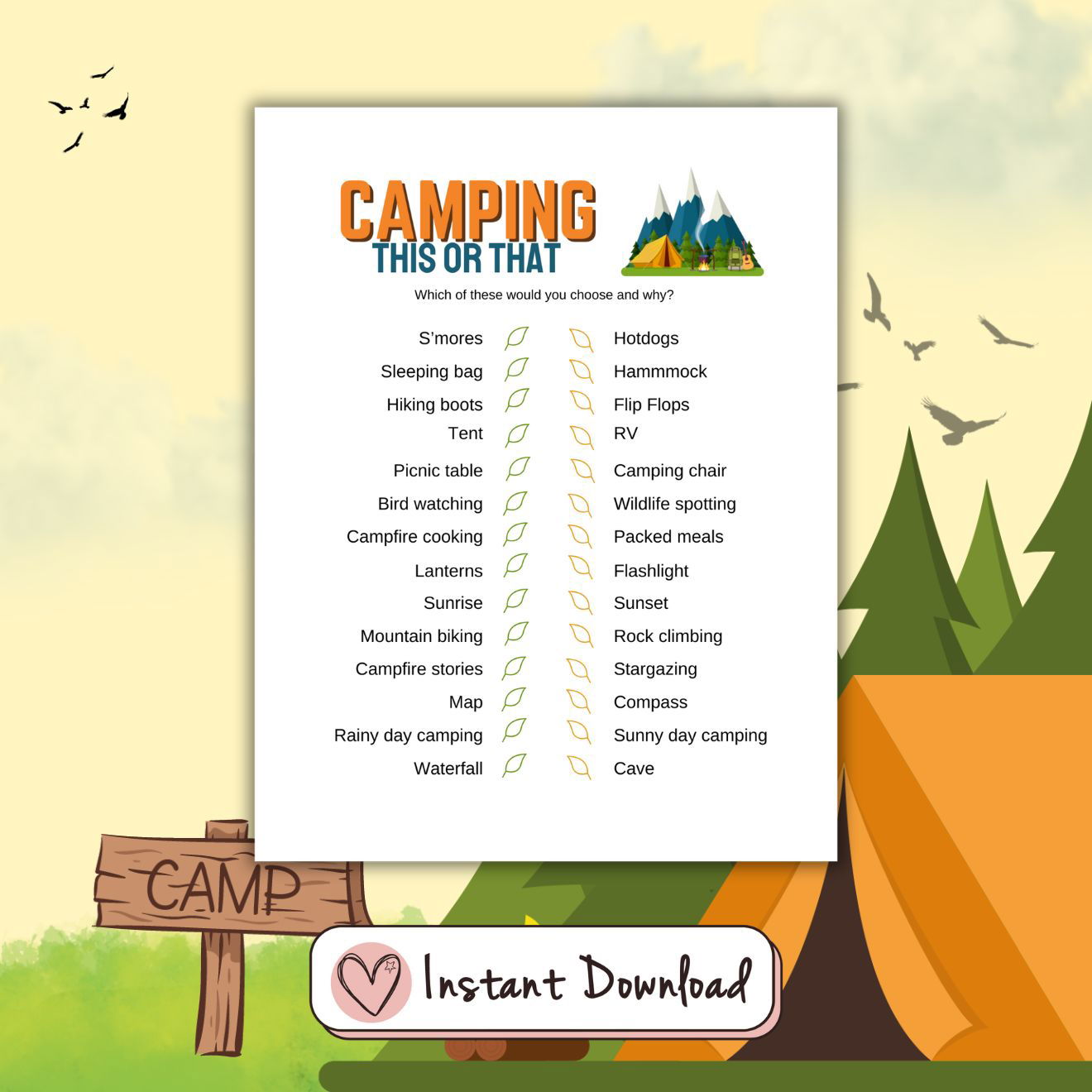 Camping Games And Activities Bundle For Kids And Families - Ten Games - #shop_name - Camping Games And Activities Bundle For Kids And Families - Ten Games - Big Heart Little Star -  -