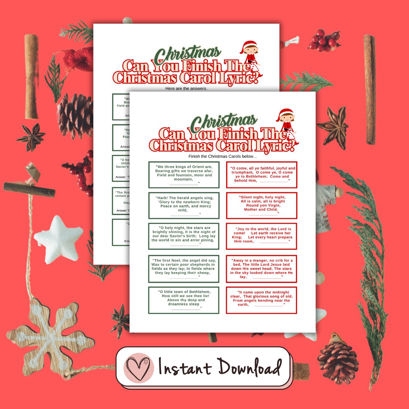Christmas Carol Lyrics Quiz – Big Heart Little Star for Finish The Christmas Song Lyrics Game Printable Free