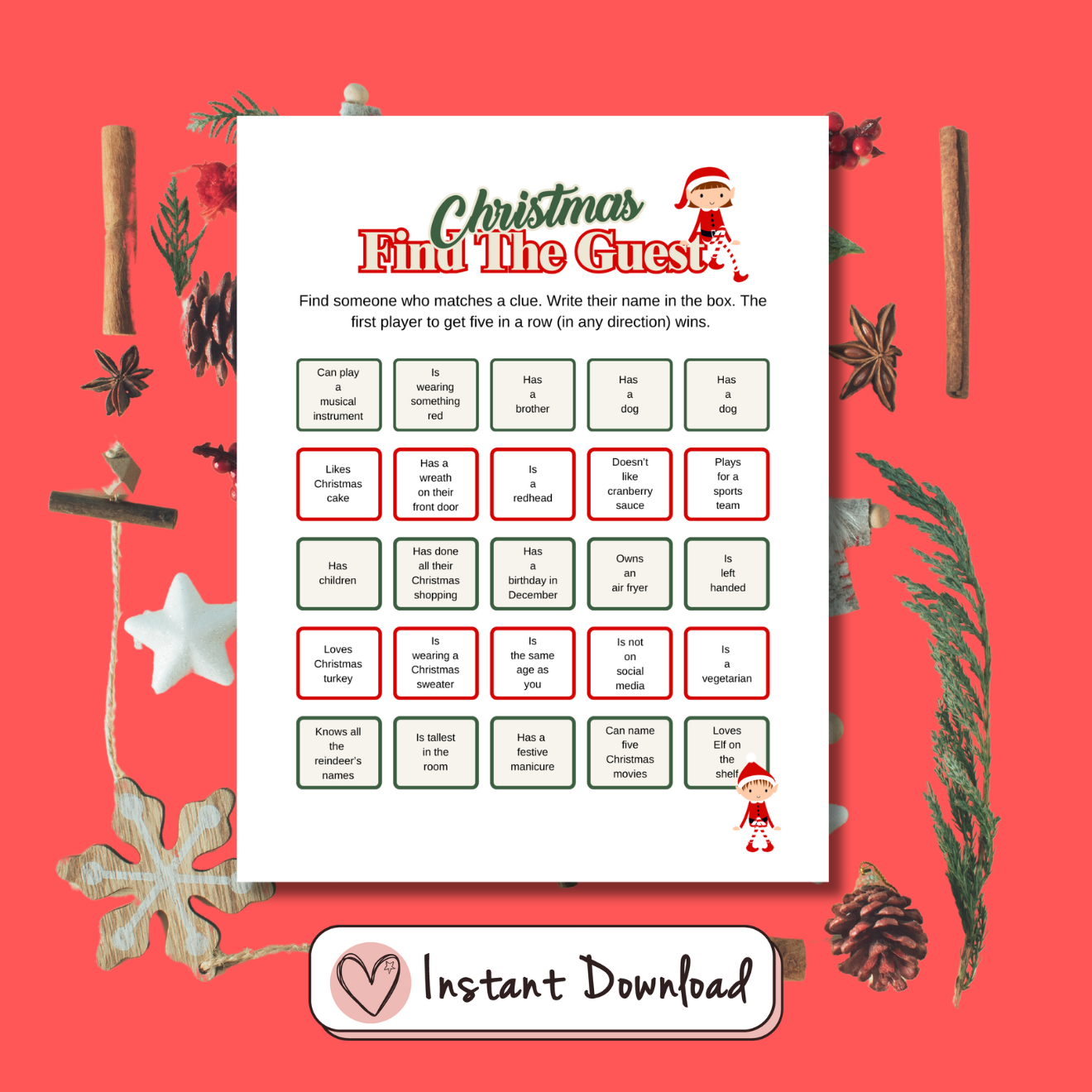 Christmas Find The Guest Game - #shop_name - Christmas Find The Guest Game - Big Heart Little Star - -