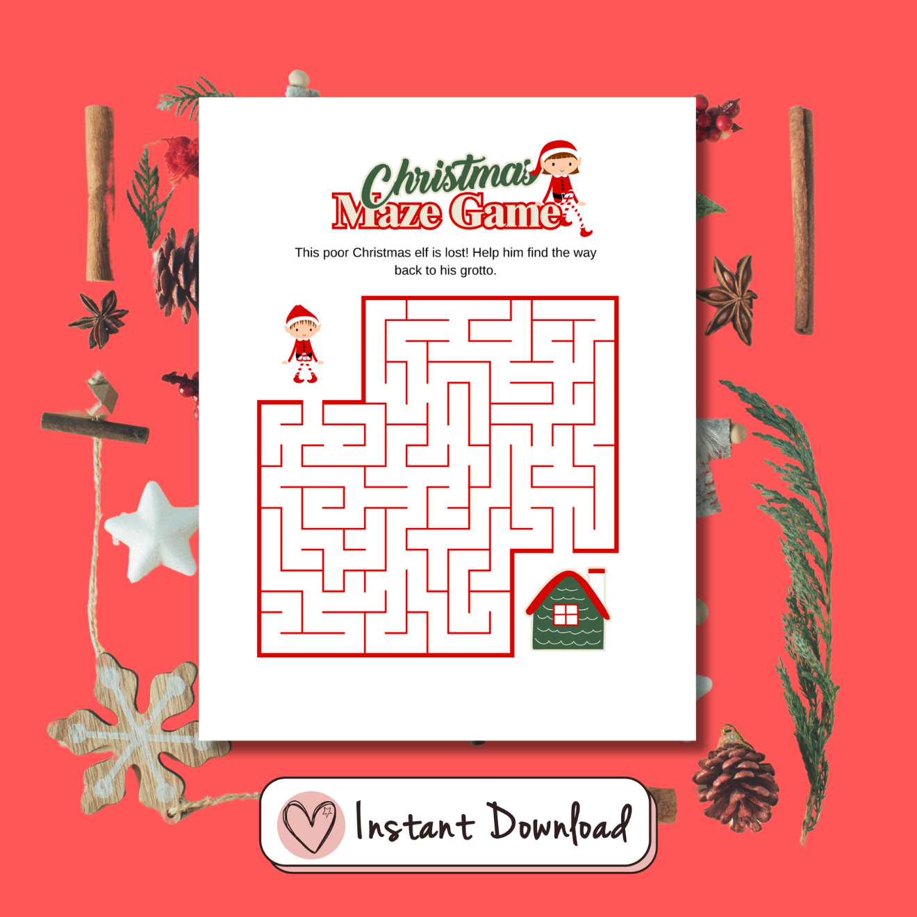 Christmas Maze Game - #shop_name - Christmas Maze Game - Big Heart Little Star - -