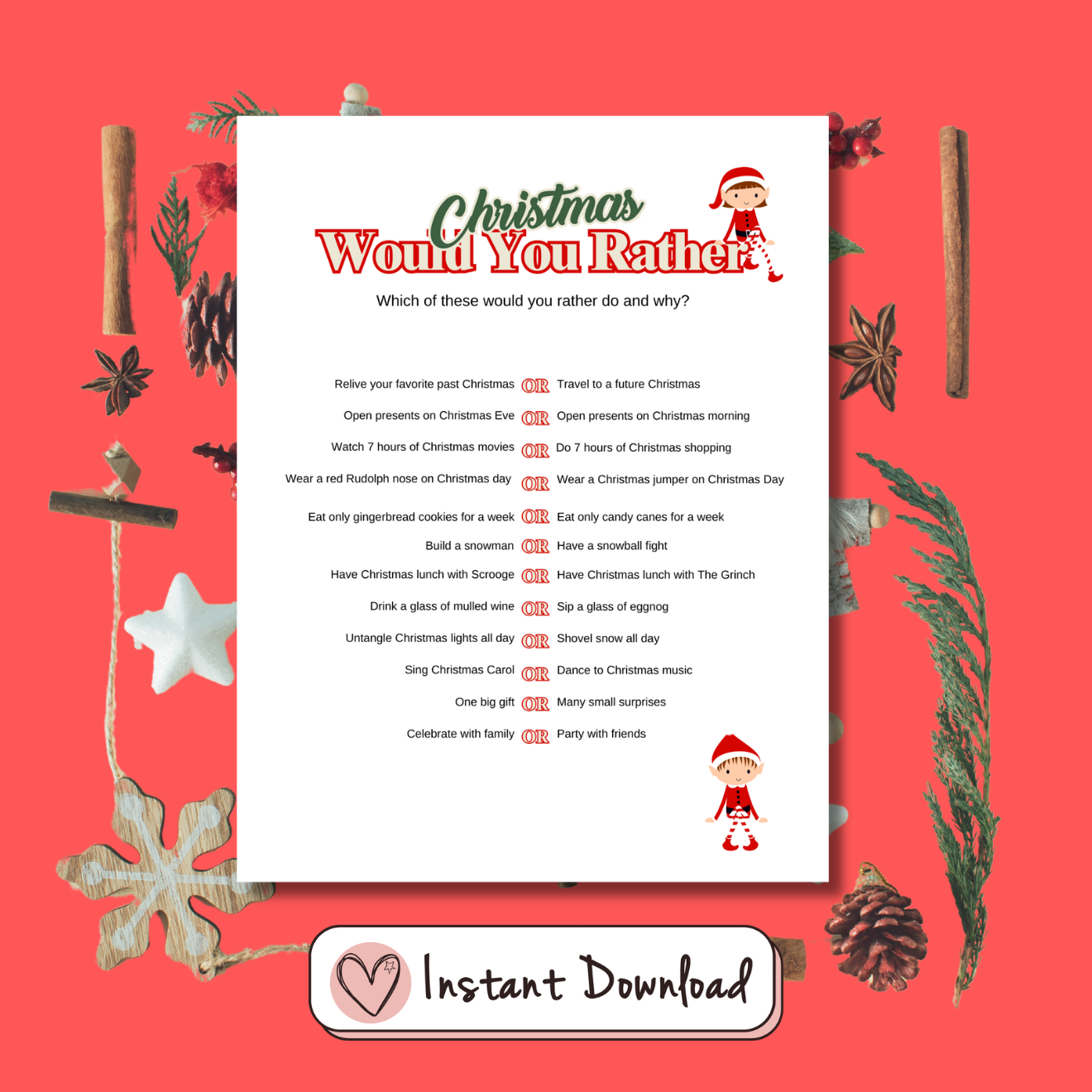 Christmas Would You Rather Questions - #shop_name - Christmas Would You Rather Questions - Big Heart Little Star - -