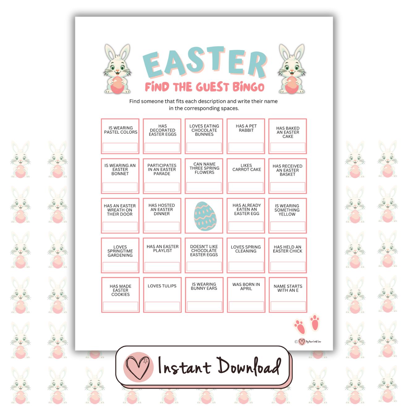 Juego de bingo Find the Guest de Pascua