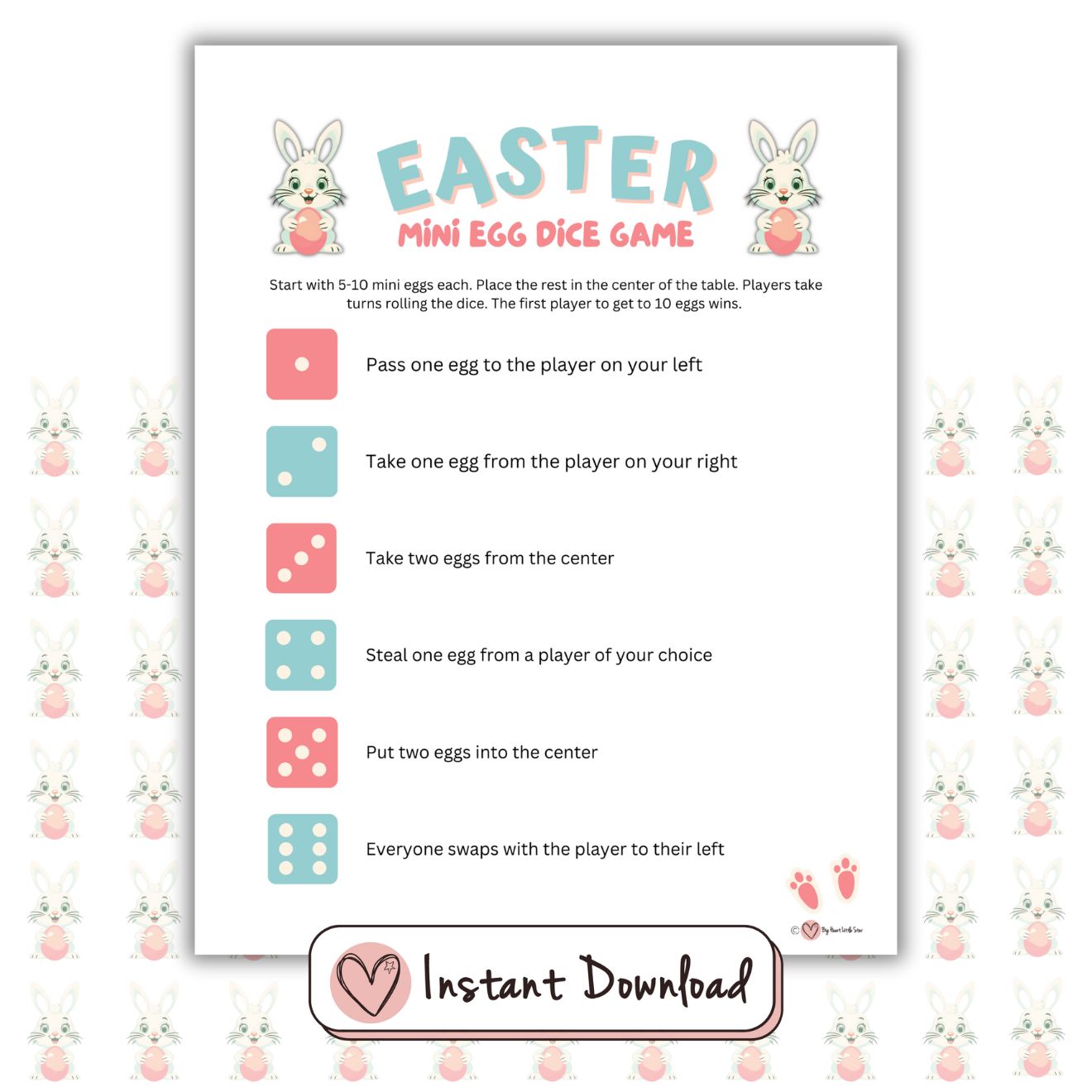 Juego de dados con forma de minihuevo de Pascua