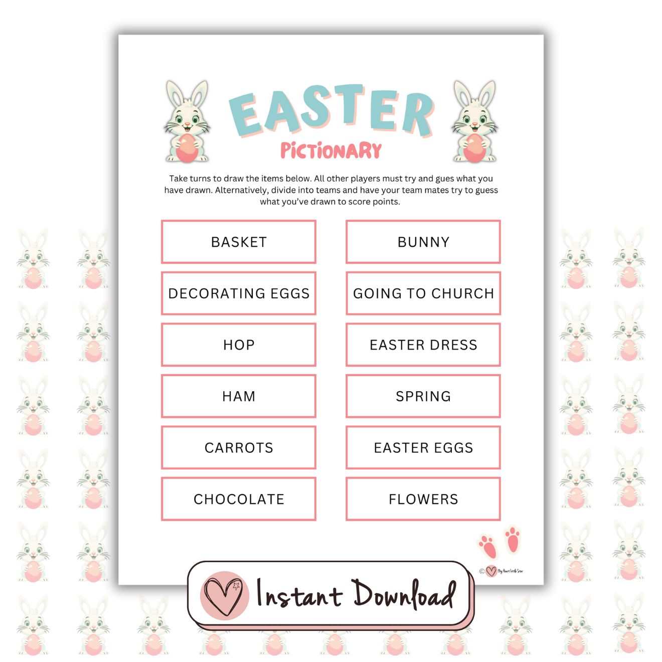 Indicaciones para el Pictionary de Pascua: conjunto de 12 indicaciones divertidas para niños