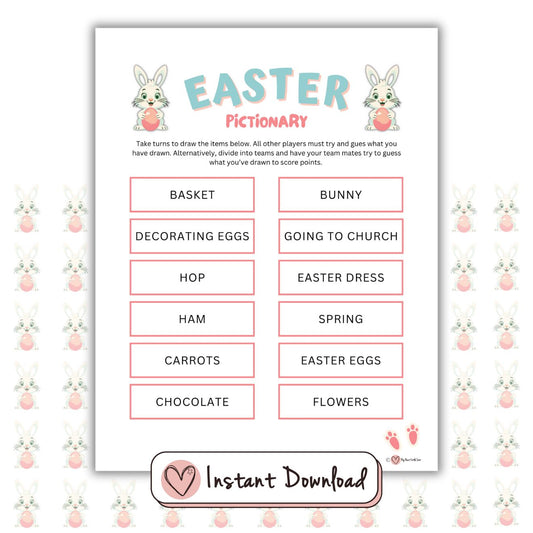 Indicaciones para el Pictionary de Pascua: conjunto de 12 indicaciones divertidas para niños