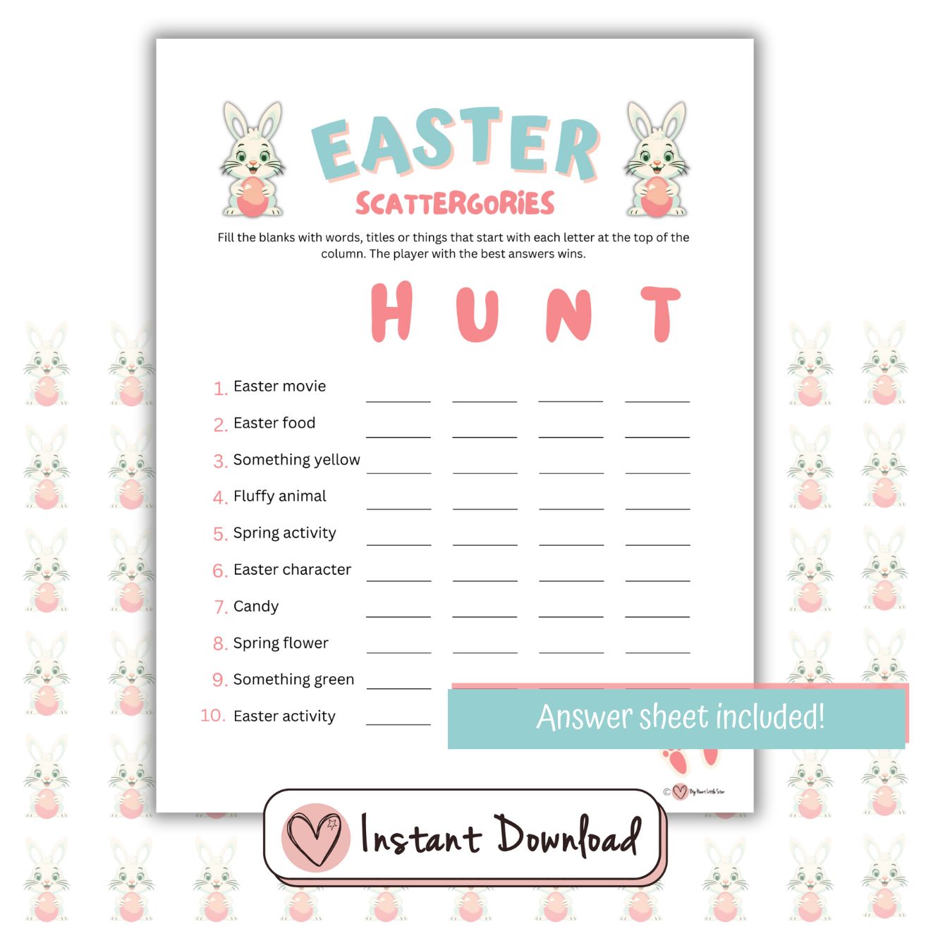 Juego de palabras Scattergories de Pascua