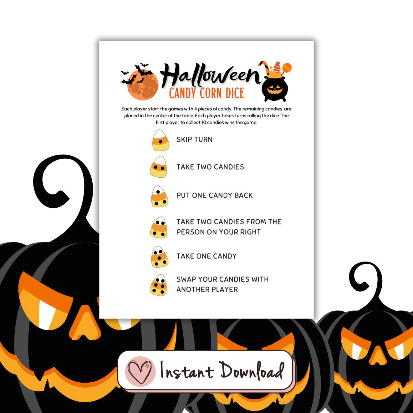 Halloween Candy Corn Dice Game For Teens – Big Heart Little Star for Halloween Dice Game Free Printable