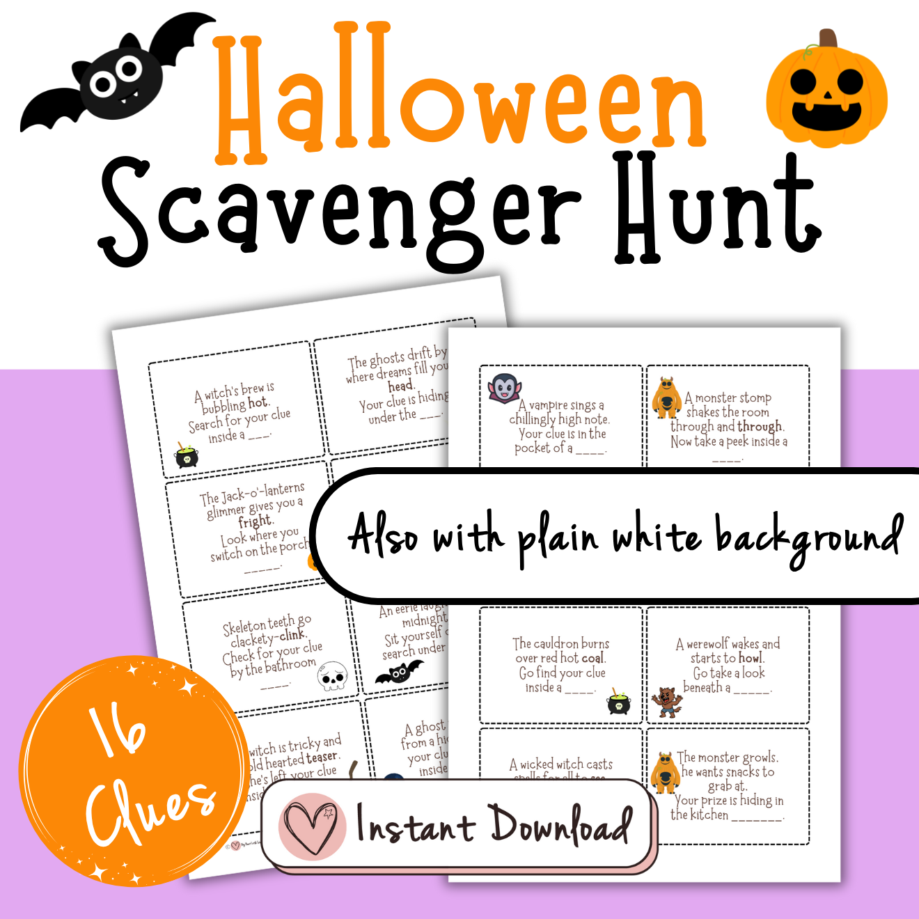 Halloween Indoor Scavenger Hunt