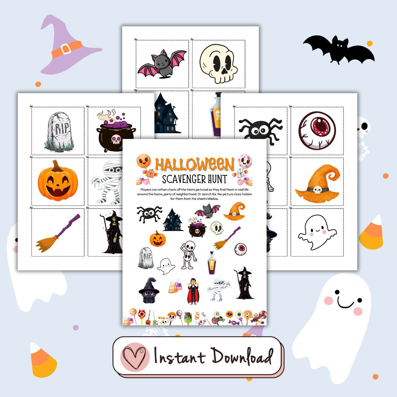 Halloween Picture Scavenger Hunt With Clue Cards - #shop_name - Halloween Picture Scavenger Hunt With Clue Cards - Big Heart Little Star - -