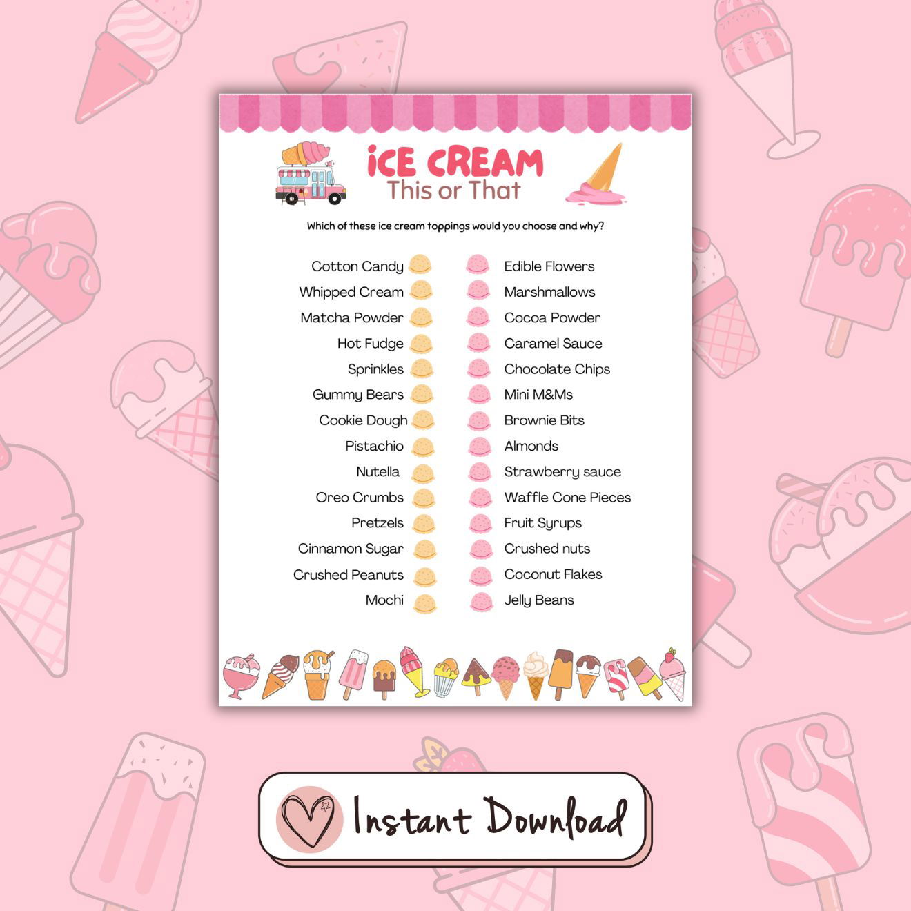 Ice Cream Party Games Bundle For Kids And Teens - 12 Games - #shop_name - Ice Cream Party Games Bundle For Kids And Teens - 12 Games - Big Heart Little Star -  -