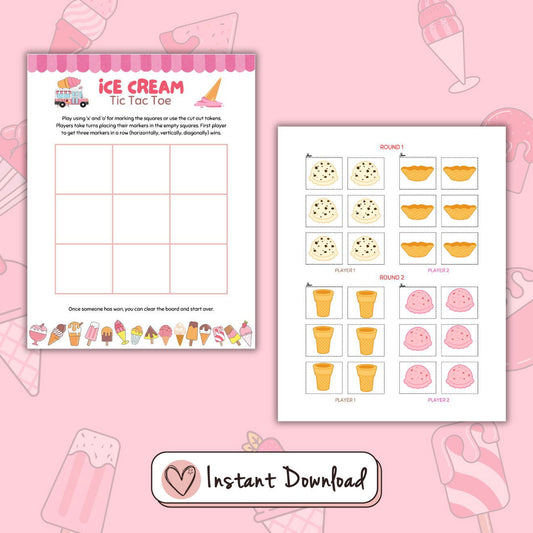 Ice Cream Themed Tic Tac Toe Game - #shop_name - Ice Cream Themed Tic Tac Toe Game - Big Heart Little Star -  -