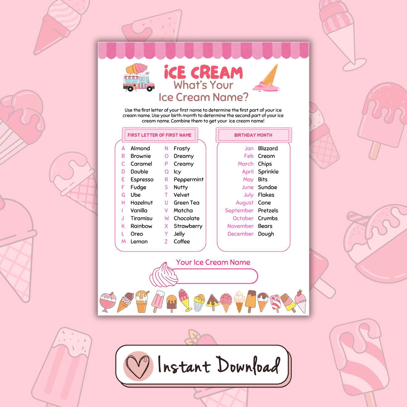 What s Your Ice Cream Name Game Big Heart Little Star