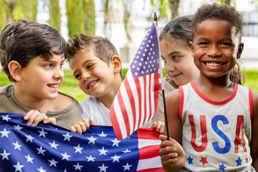 Kids having fun at a 4th July backyard celebration