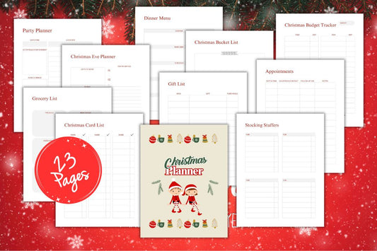 Free Christmas planner printable PDF 23 pages instant download