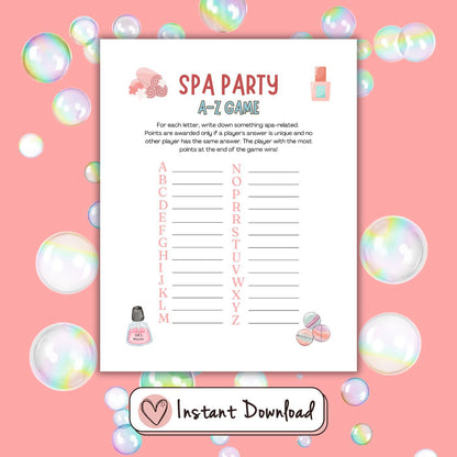 15 x Spa Party Games For Tween And Teen Girls - #shop_name - 15 x Spa Party Games For Tween And Teen Girls - Big Heart Little Star -  - 