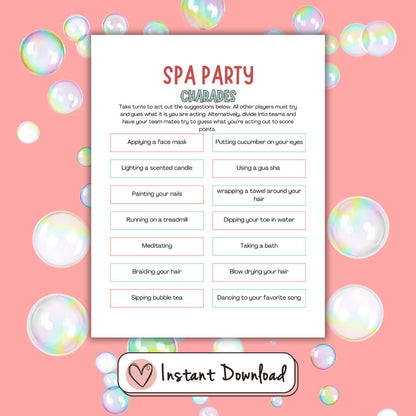 15 x Spa Party Games For Tween And Teen Girls - #shop_name - 15 x Spa Party Games For Tween And Teen Girls - Big Heart Little Star -  - 