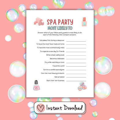 15 x Spa Party Games For Tween And Teen Girls - #shop_name - 15 x Spa Party Games For Tween And Teen Girls - Big Heart Little Star -  - 