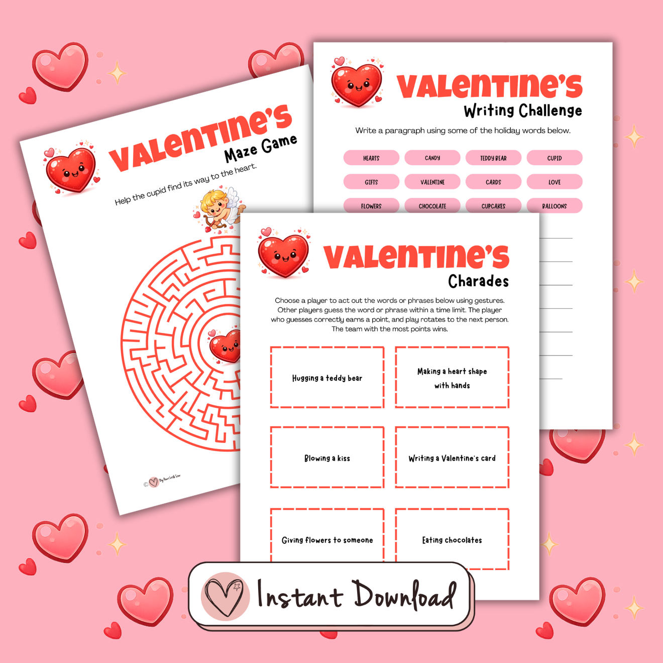 Valentine's Day Games for Kids Bundle - 10 Printable Party Games