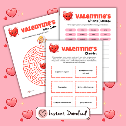 Valentine's Day Games for Kids Bundle - 10 Printable Party Games