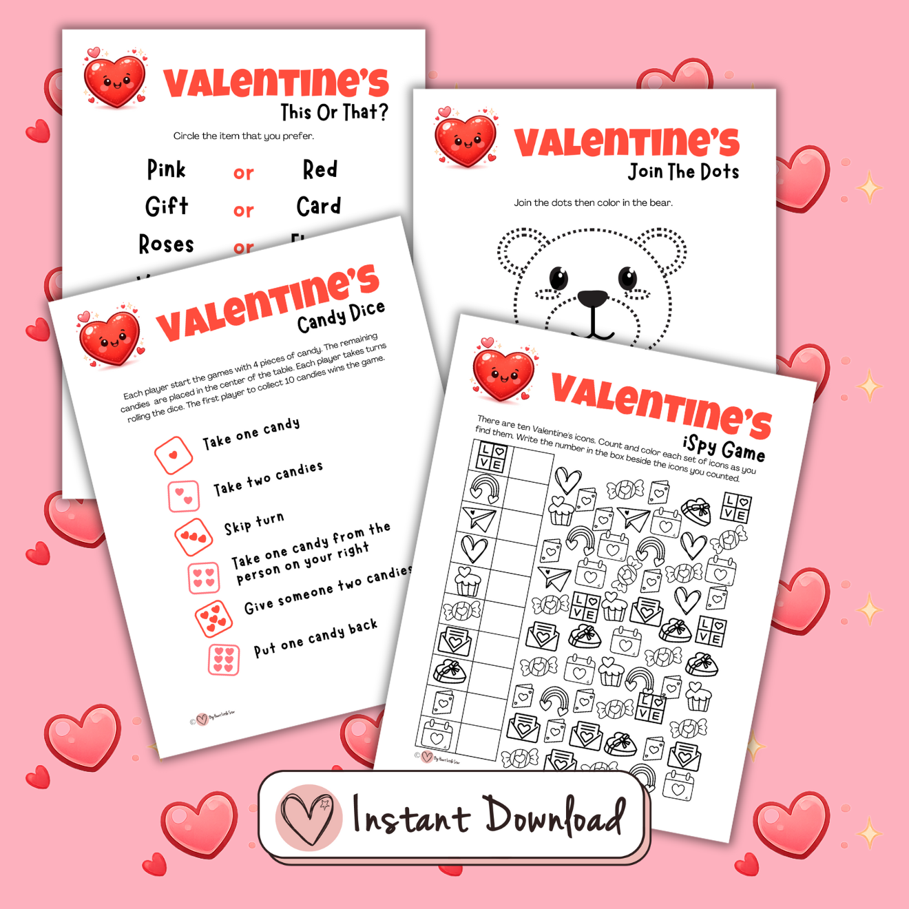 Valentine's Day Games for Kids Bundle - 10 Printable Party Games