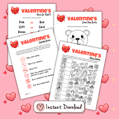 Valentine's Day Games for Kids Bundle - 10 Printable Party Games