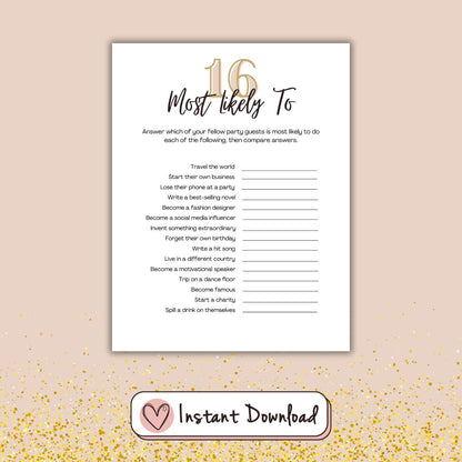 7 x Sweet Sixteen Games Bundle - Minimalist Design - #shop_name - 7 x Sweet Sixteen Games Bundle - Minimalist Design - Big Heart Little Star -  - 