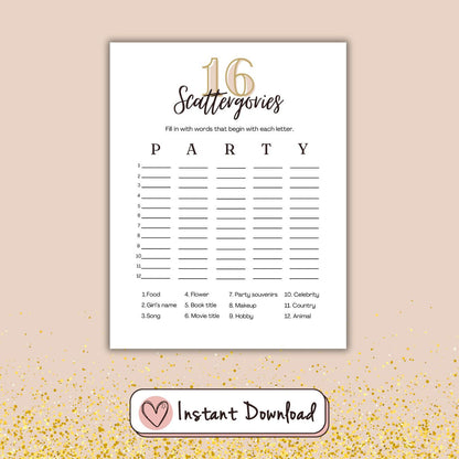 7 x Sweet Sixteen Games Bundle - Minimalist Design - #shop_name - 7 x Sweet Sixteen Games Bundle - Minimalist Design - Big Heart Little Star -  - 