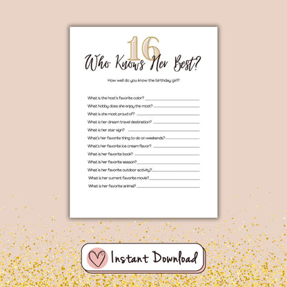 7 x Sweet Sixteen Games Bundle - Minimalist Design - #shop_name - 7 x Sweet Sixteen Games Bundle - Minimalist Design - Big Heart Little Star -  - 