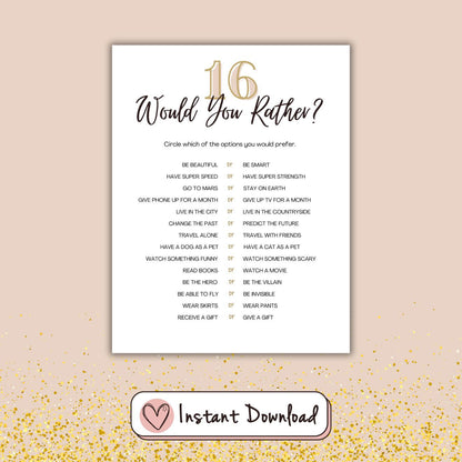 7 x Sweet Sixteen Games Bundle - Minimalist Design - #shop_name - 7 x Sweet Sixteen Games Bundle - Minimalist Design - Big Heart Little Star -  - 