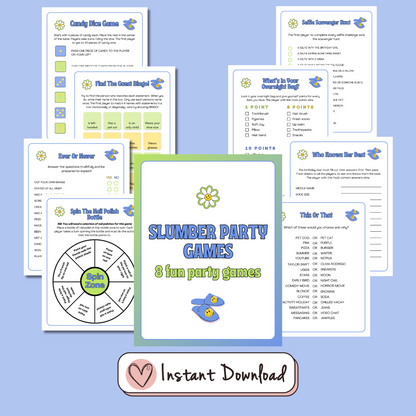 8 x 90s Retro Style Slumber Party games for teens - #shop_name - 8 x 90s Retro Style Slumber Party games for teens - Big Heart Little Star -  - 