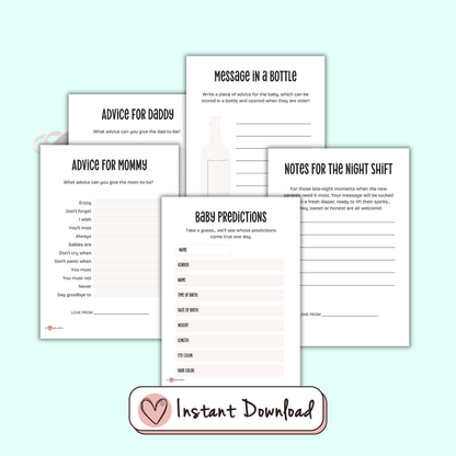 14 Baby Shower Games And Activities Bundle: Neutral Black And White Color Scheme