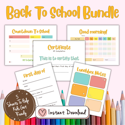 Back to School Preparation Bundle Printable Pack