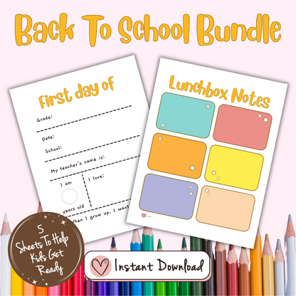 Back to School Preparation Bundle Printable Pack
