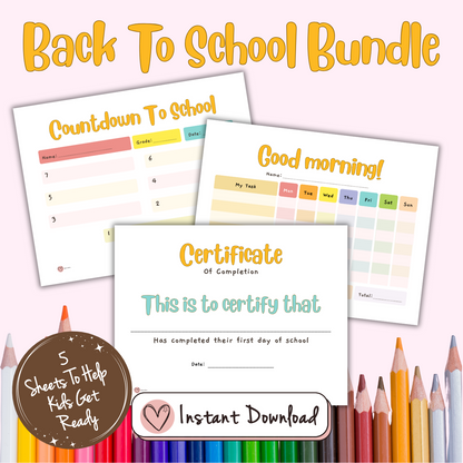 Back to School Preparation Bundle Printable Pack