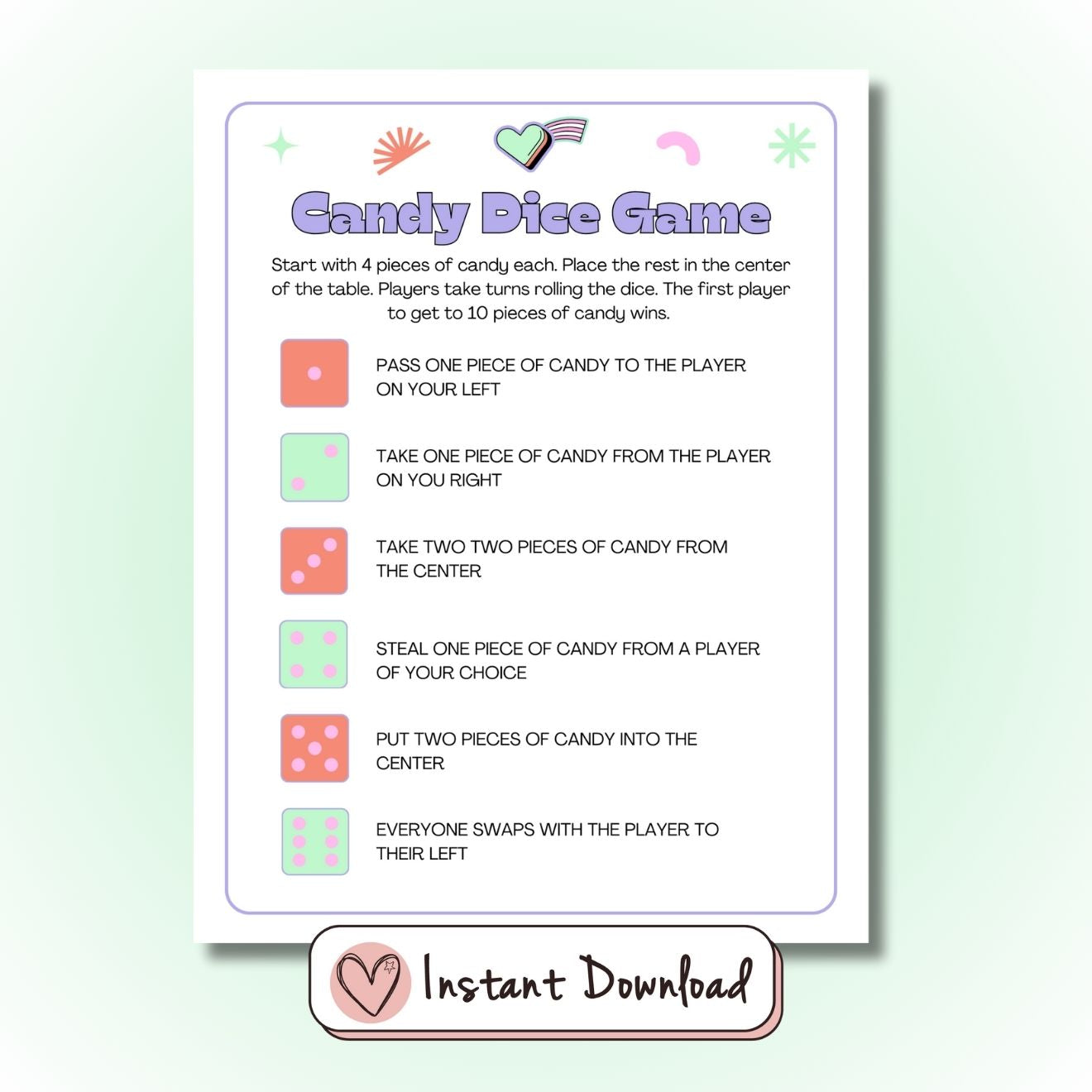 Candy Dice Game Teen Party Games Bundle