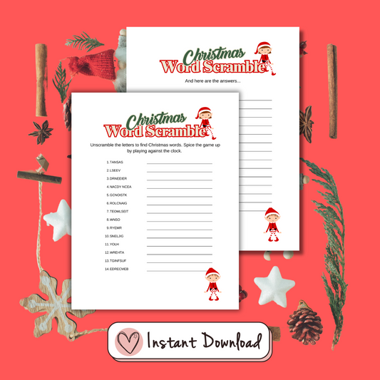 Christmas Word Scramble And Answer Sheet - #shop_name - Christmas Word Scramble And Answer Sheet - Big Heart Little Star -  - 