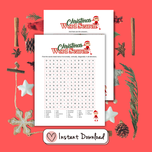 Christmas Word Search & Answer Sheet - #shop_name - Christmas Word Search & Answer Sheet - Big Heart Little Star -  - 