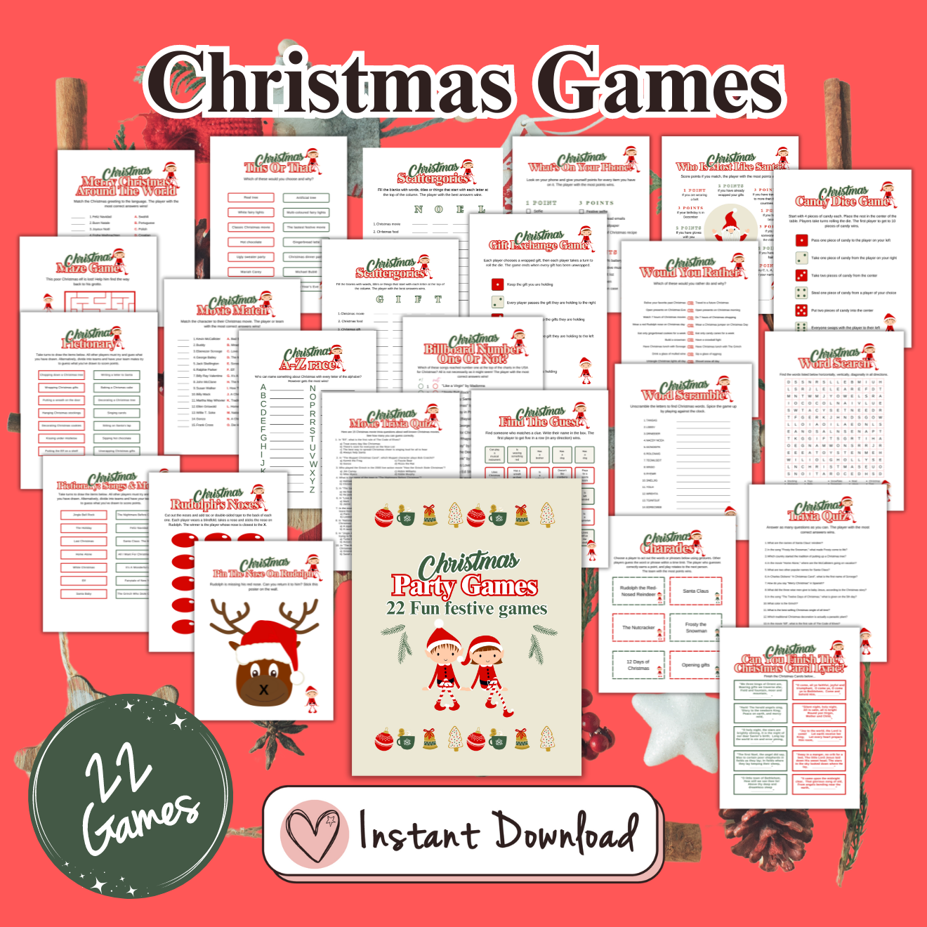 22 x Christmas Games Bundle Vintage Style