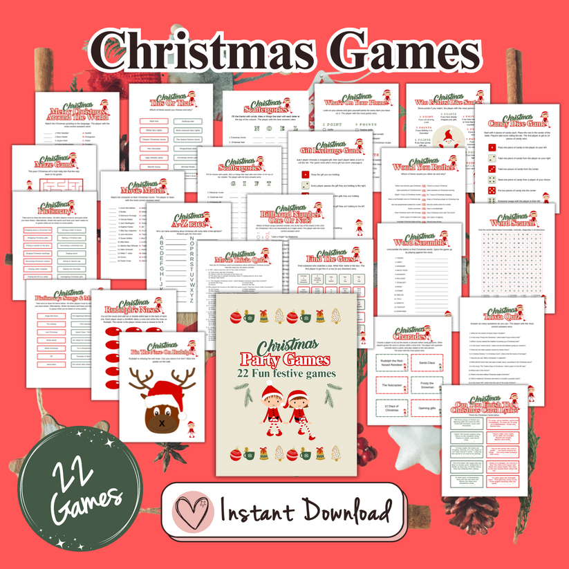 Printable Christmas Party Games Bundle – 22 Festive Games – Big Heart ...