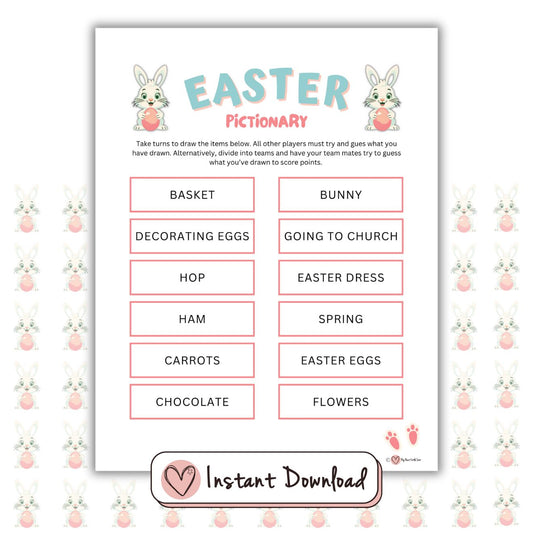 Indicaciones para el Pictionary de Pascua: conjunto de 12 indicaciones divertidas para niños